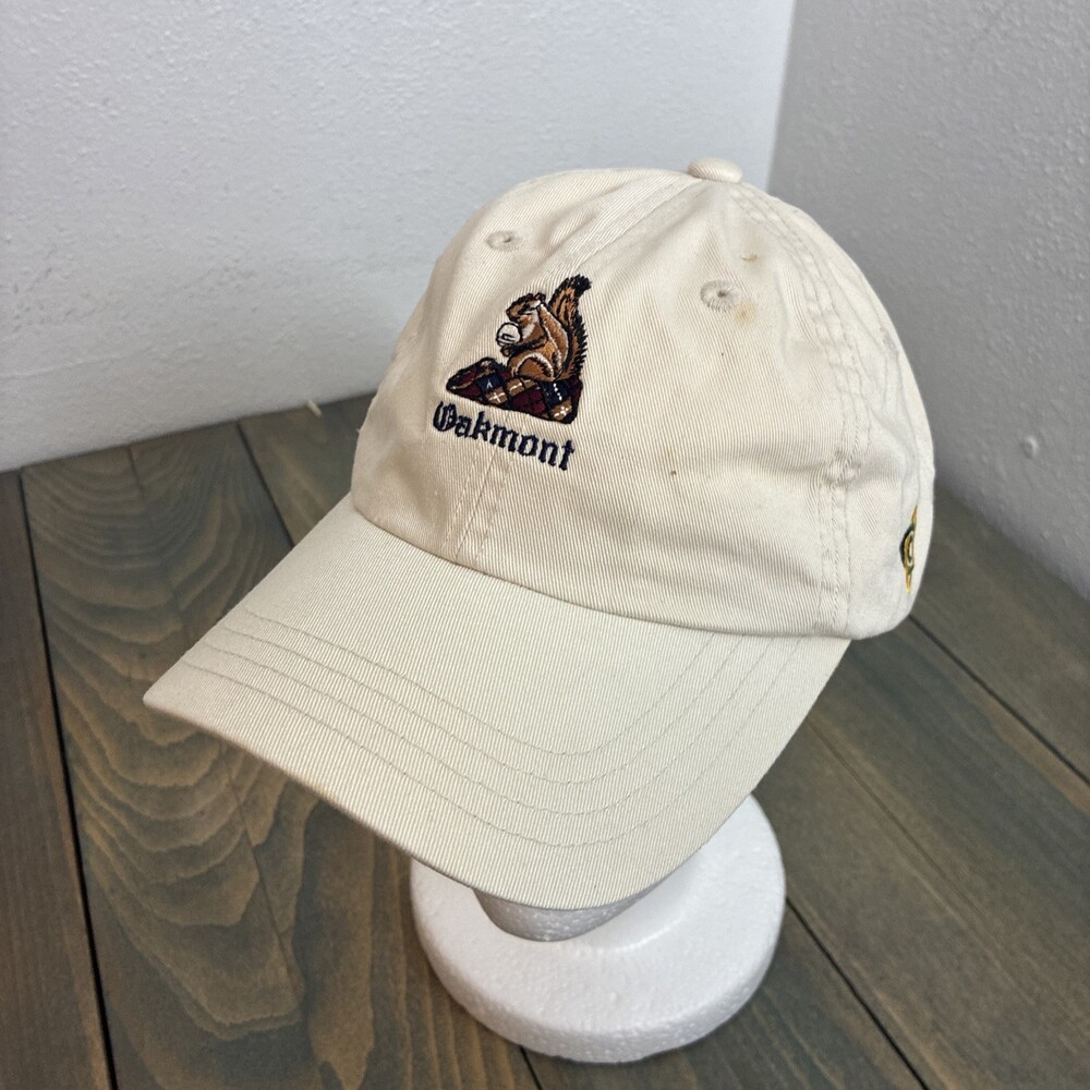 Oakmont Country Club Vintage 1990s Golf Hat Beige Squirrel Logo US Open (HT6)